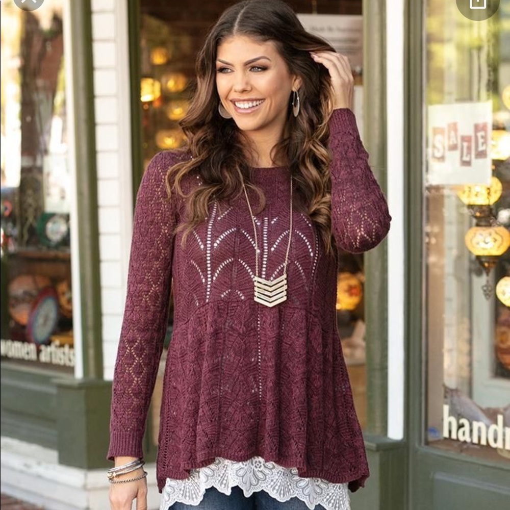 Pointelle Peplum Top